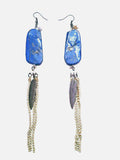 Lapis lazuli stone pierced earrings with Swarovski crystals
