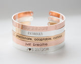 Personalized name bracelet, special message bracelet, custom cuff