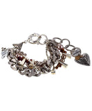 Chunky charm bracelet features a stunning arrangement of silver-plated