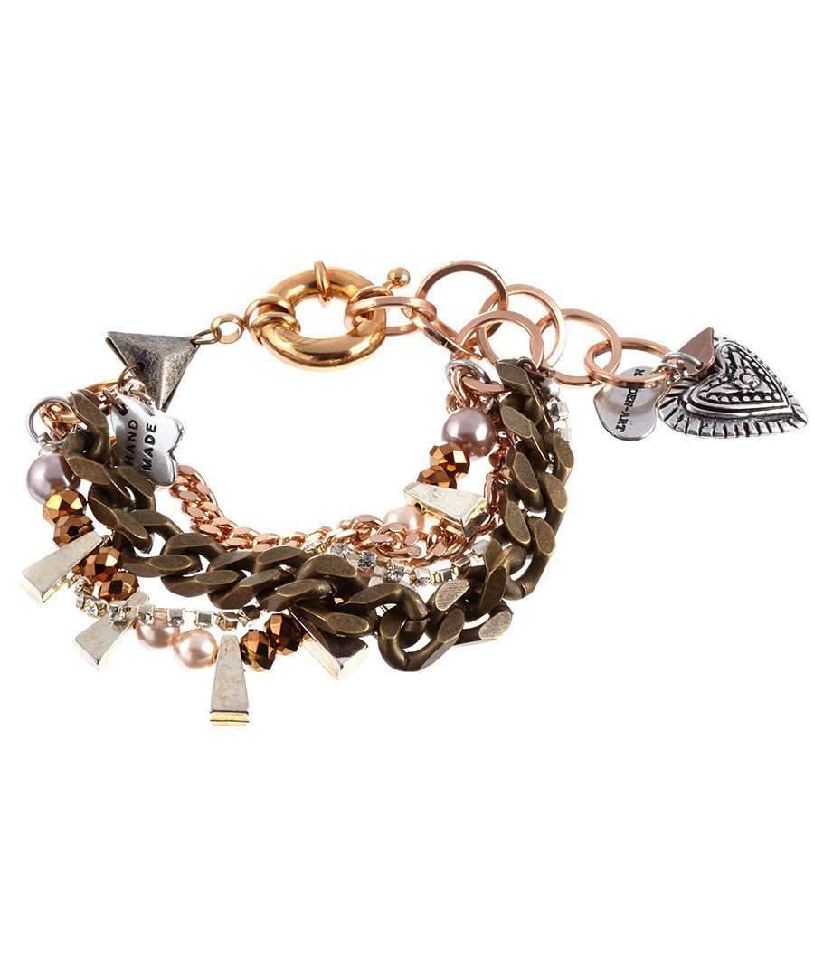 Chunky charm bracelet features a stunning arrangement of silver-plated
