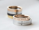 Couple Rings Personalized Couple Gift, Rose Gold Promise Ring, Purity