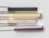 Custom Name Coordinates Vertical Bar Necklace Personalized Gift Mom
