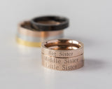 Lil Sis Big Sis Ring Personalized Sister Gift, Rose Gold Little Big