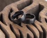 Black Titanium Ring for Men, Wide Black Brushed Matte Titanium Ring