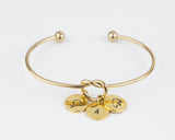Dainty Knot Bracelet, Gold Plated  Wire Knot Bangle with Personalized