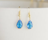 Birthstone Gold Plated Earrings, Faceted Birthday Gift Earrings for