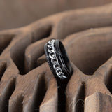 Black Silver Chain Spinner Ring for Men, Fidget Spinner Ring, Wide
