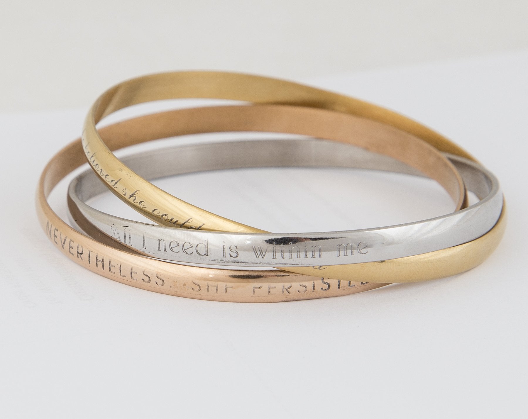 Personalized interlocking bracelets gift, inspirational quote engraved