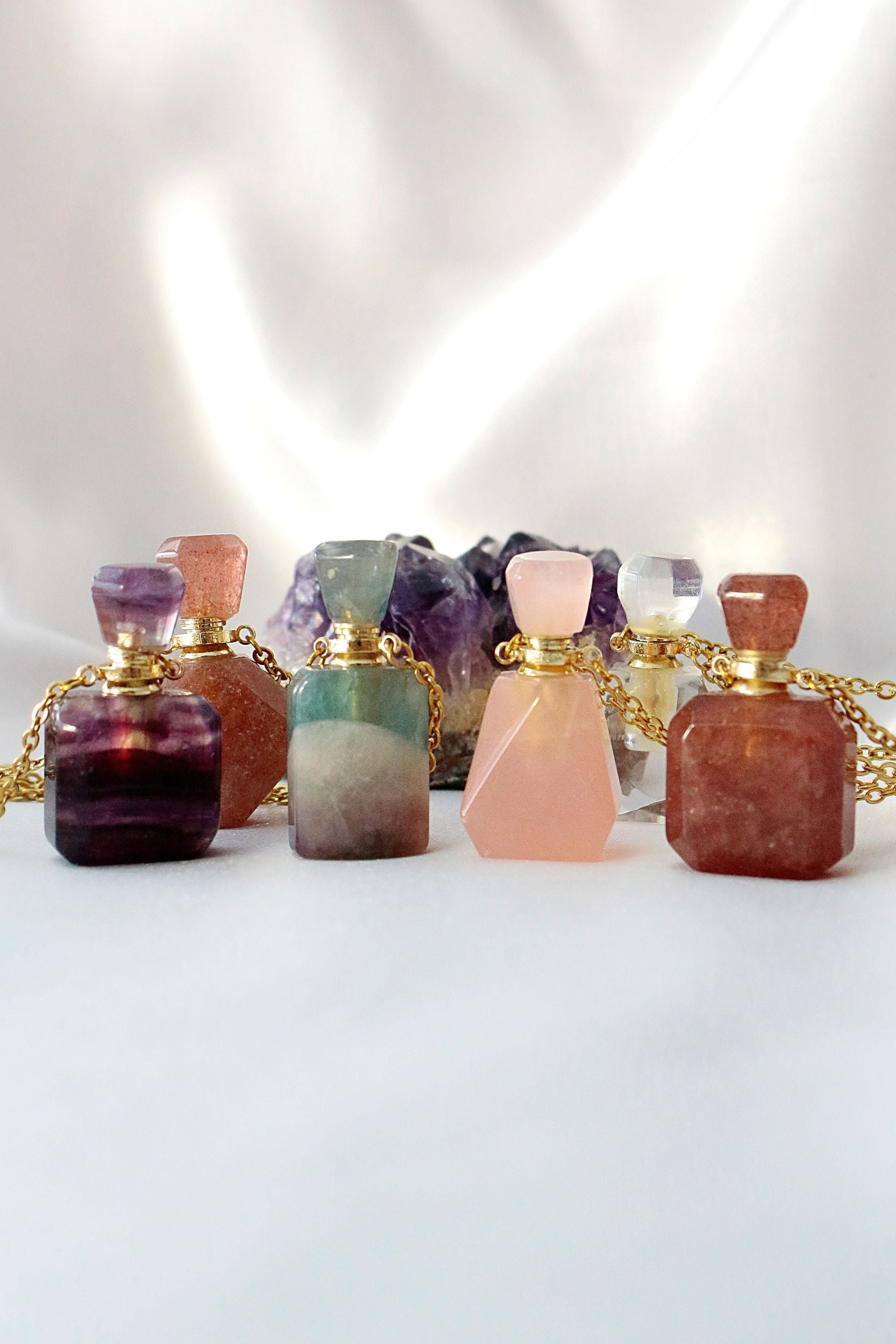 Healing Stones Bottle Pendant Necklace Aromatic Therapy Necklace