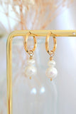 24 Karats Freshwater Pearls Baroque Dangle Hoops