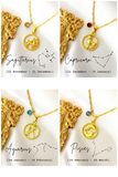 18K Zodiac Sign and Birthstone Necklace