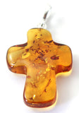 Baltic Amber Cross  Pendant with Sterling Silver 925 Jewelry