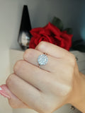 925 Silver Diamond Button Statement Ring