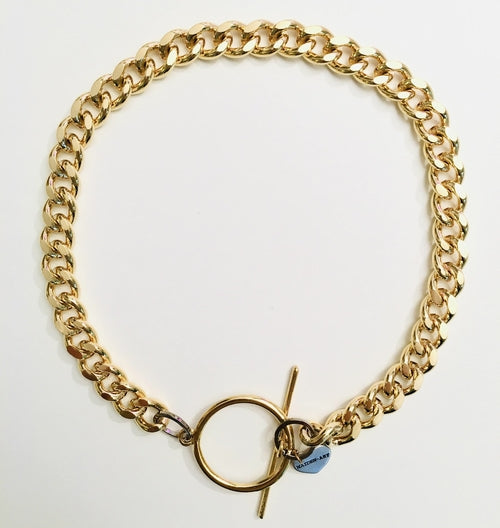 Curb Chain Choker Necklace in Gold or Silver