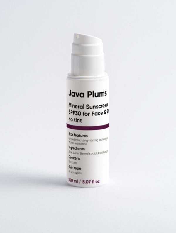 Mineral Sunscreen SPF30 for Face & Body, no tint
