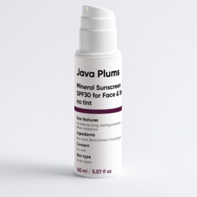 Mineral Sunscreen SPF30 for Face & Body, no tint